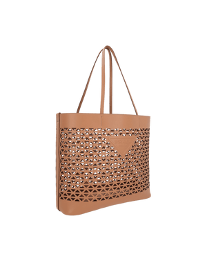 Laser-Cut Leather Large Shopping Bag-PRADA-JOHN JULIA