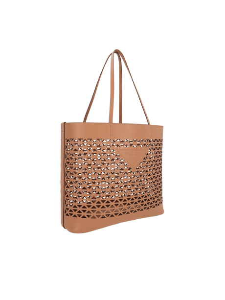 Laser-Cut Leather Large Shopping Bag-PRADA-JOHN JULIA