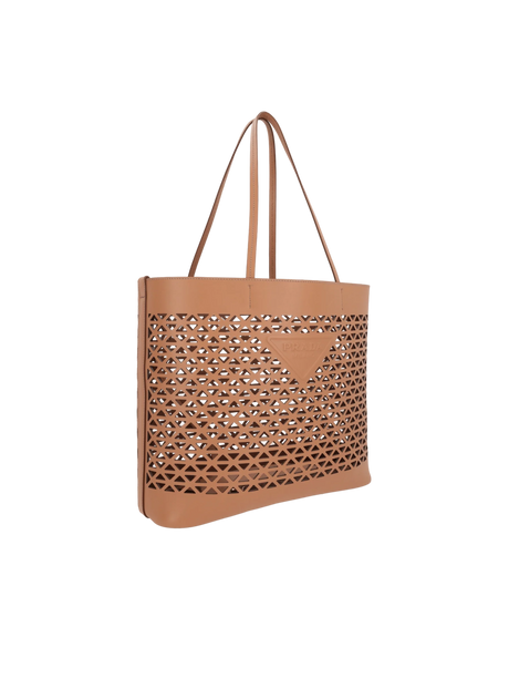 Laser-Cut Leather Large Shopping Bag-PRADA-JOHN JULIA