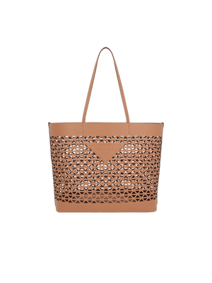 Laser-Cut Leather Large Shopping Bag-PRADA-JOHN JULIA