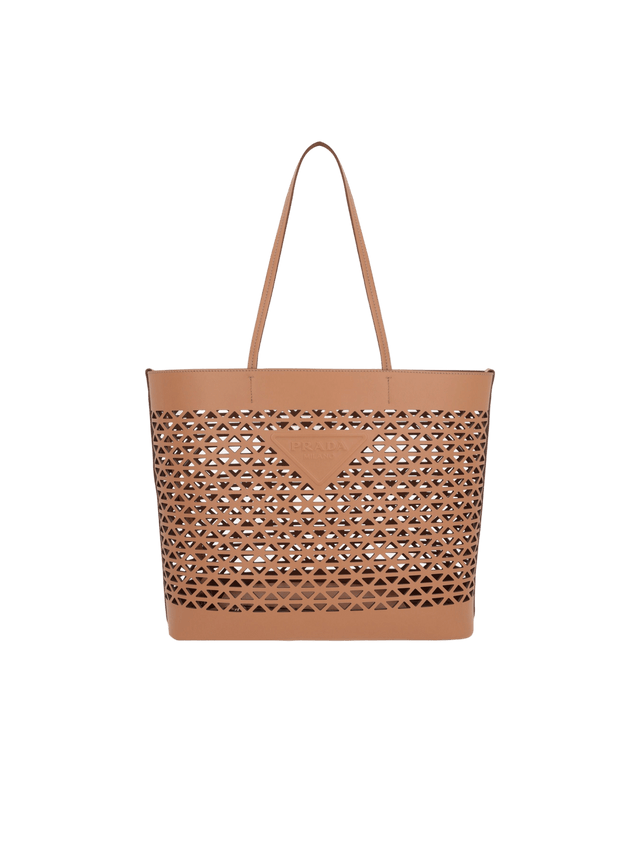 Laser-Cut Leather Large Shopping Bag-PRADA-JOHN JULIA