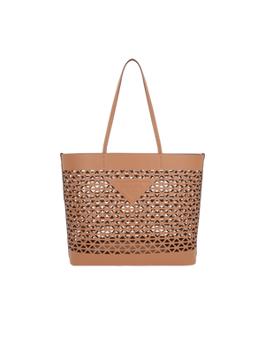 Laser-Cut Leather Large Shopping Bag-PRADA-JOHN JULIA