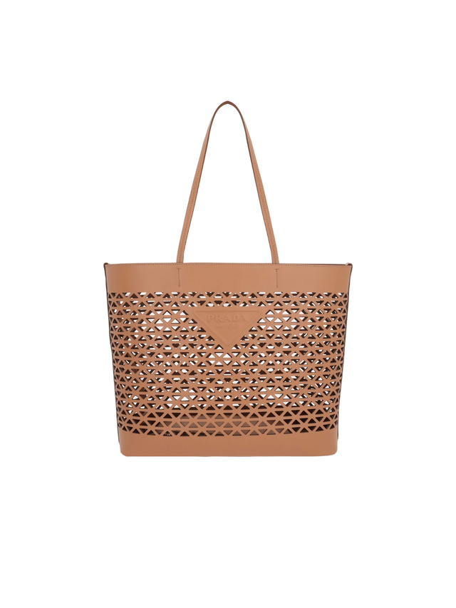 Laser-Cut Leather Large Shopping Bag-PRADA-JOHN JULIA