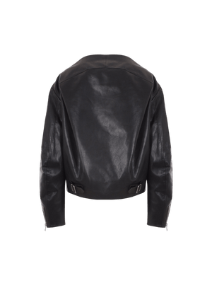 Leather Cropped Jacket-PRADA-JOHN JULIA