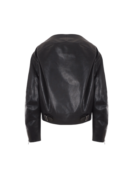 Cropped Leather Jacket-Prada-JOHN JULIA