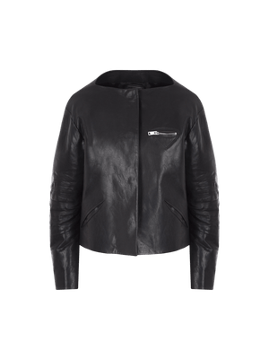 Leather Cropped Jacket-PRADA-JOHN JULIA