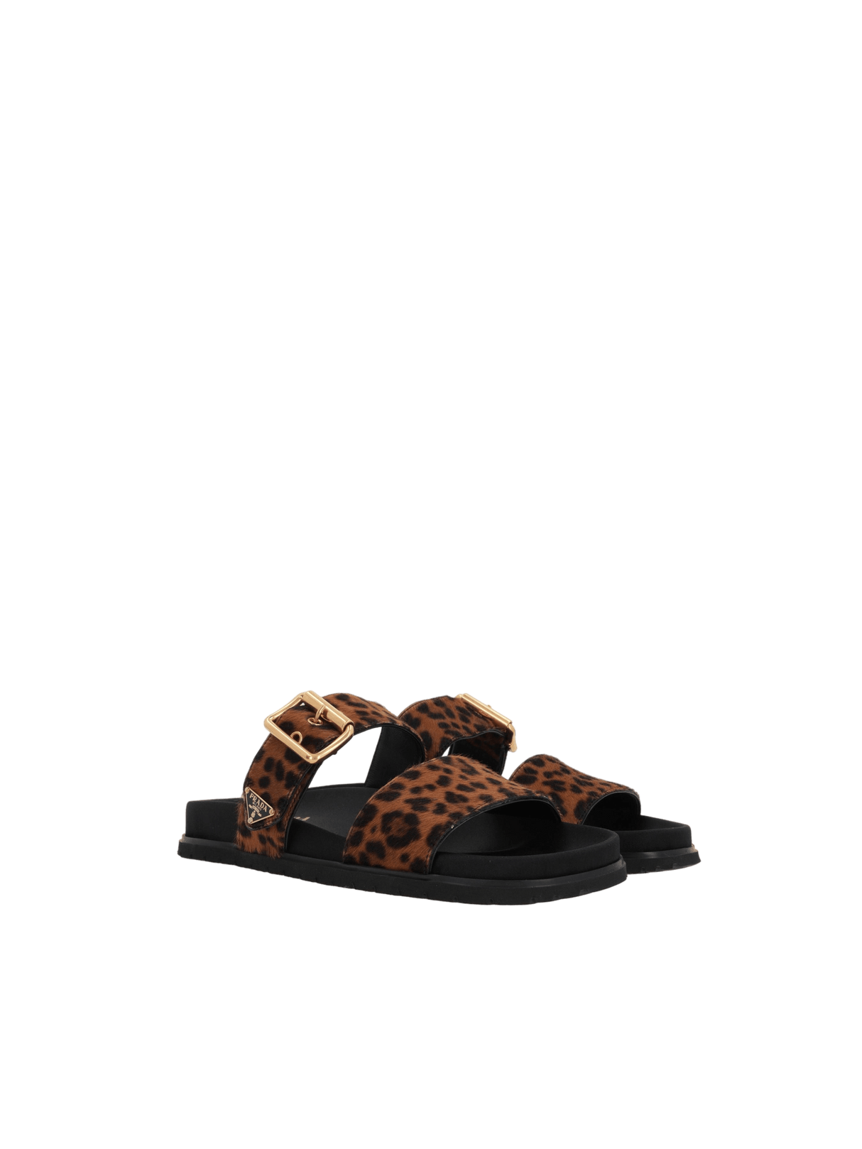 Leopard Printed Calf Hair Slide Sandals-PRADA-JOHN JULIA