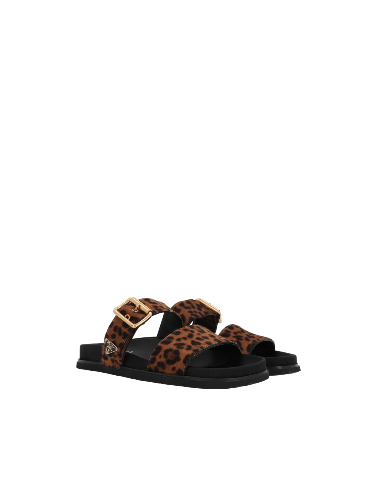 Leopard Printed Calf Hair Slide Sandals-PRADA-JOHN JULIA