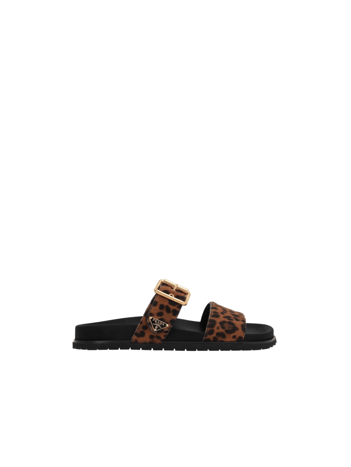 Leopard Printed Calf Hair Slide Sandals-PRADA-JOHN JULIA