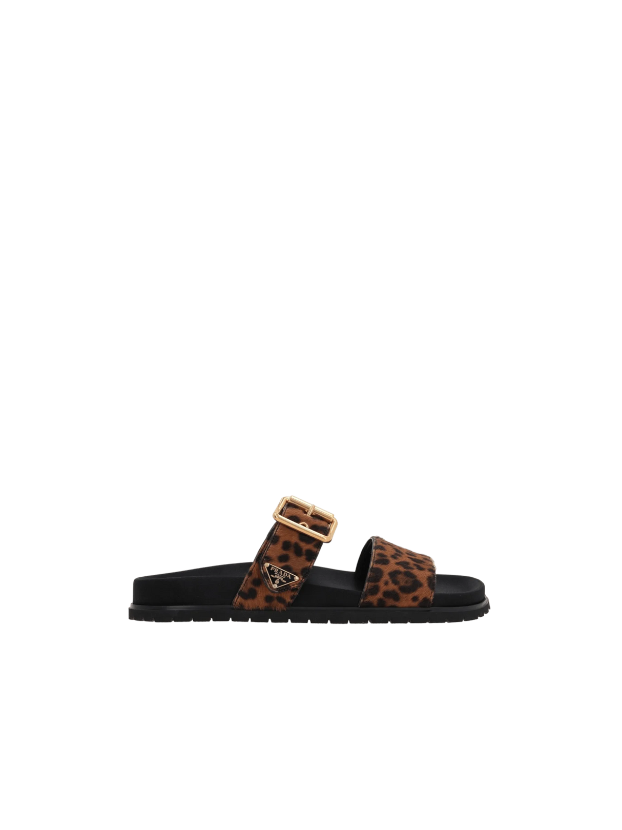 Leopard Printed Calf Hair Slide Sandals-PRADA-JOHN JULIA