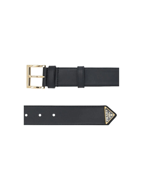 Logo-detailed City Leather Belt-PRADA-JOHN JULIA