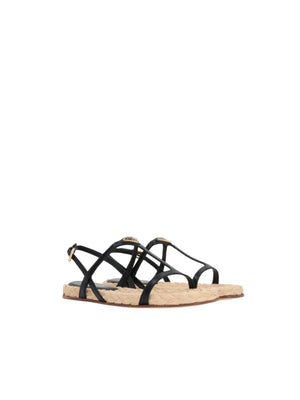 Logo-detailed Nappa Flat Sandals-PRADA-JOHN JULIA