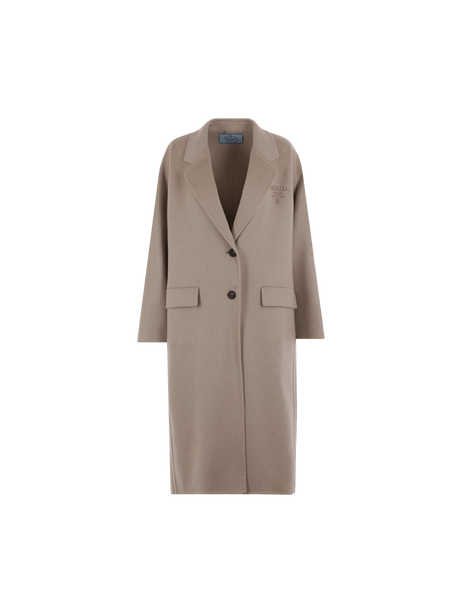 Embroidered Single-Breasted Cashmere Coat-Prada-JOHN JULIA