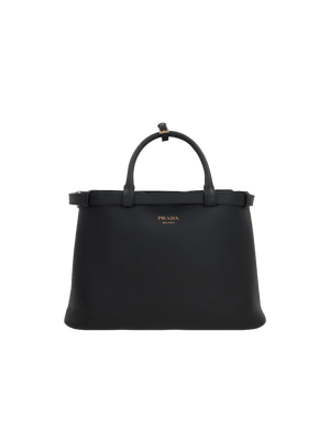 Medium Grainy Leather Buckle Handbag-PRADA-JOHN JULIA