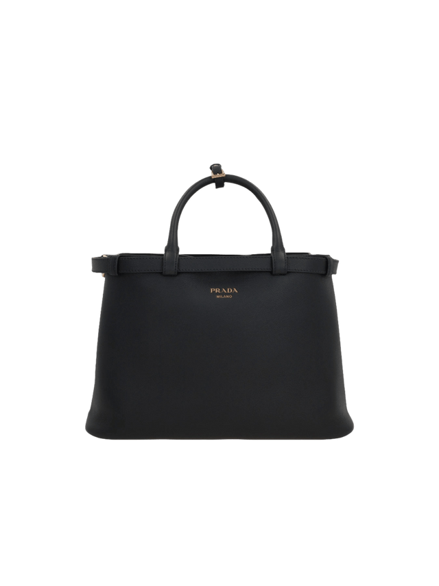 Medium Grainy Leather Buckle Handbag-PRADA-JOHN JULIA