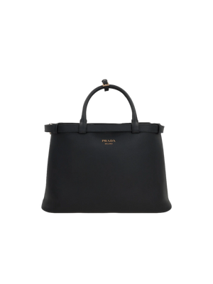 Medium Grainy Leather Buckle Handbag-PRADA-JOHN JULIA