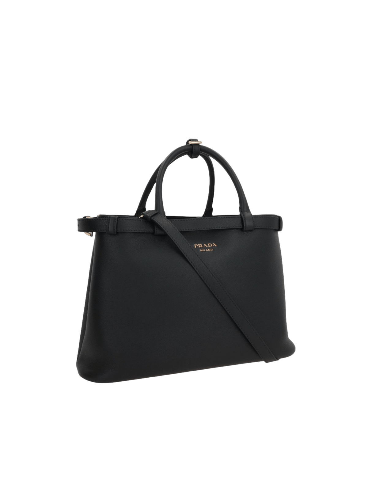 Medium Grainy Leather Buckle Handbag-PRADA-JOHN JULIA