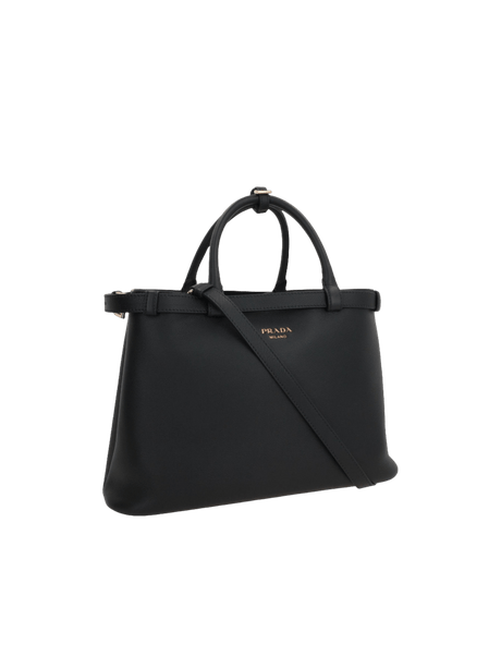 Medium Grainy Leather Buckle Handbag-PRADA-JOHN JULIA