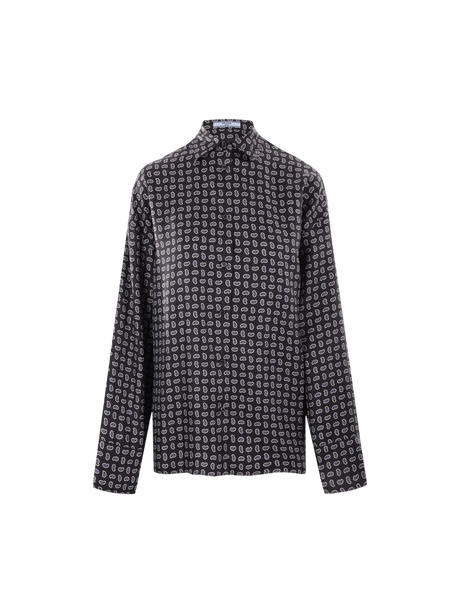 Paisley Print Twill Oversize Shirt-PRADA-JOHN JULIA