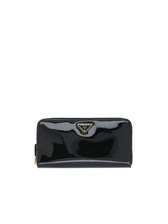 Patent Leather Zip-Around Wallet-PRADA-JOHN JULIA