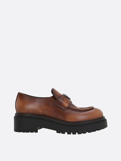 Fumé Leather Loafers-Prada-JOHN JULIA