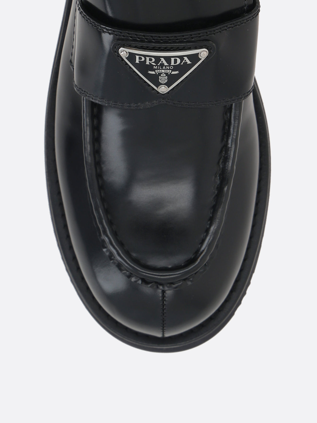 Brushed Leather Flatform Loafers-Prada-JOHN JULIA