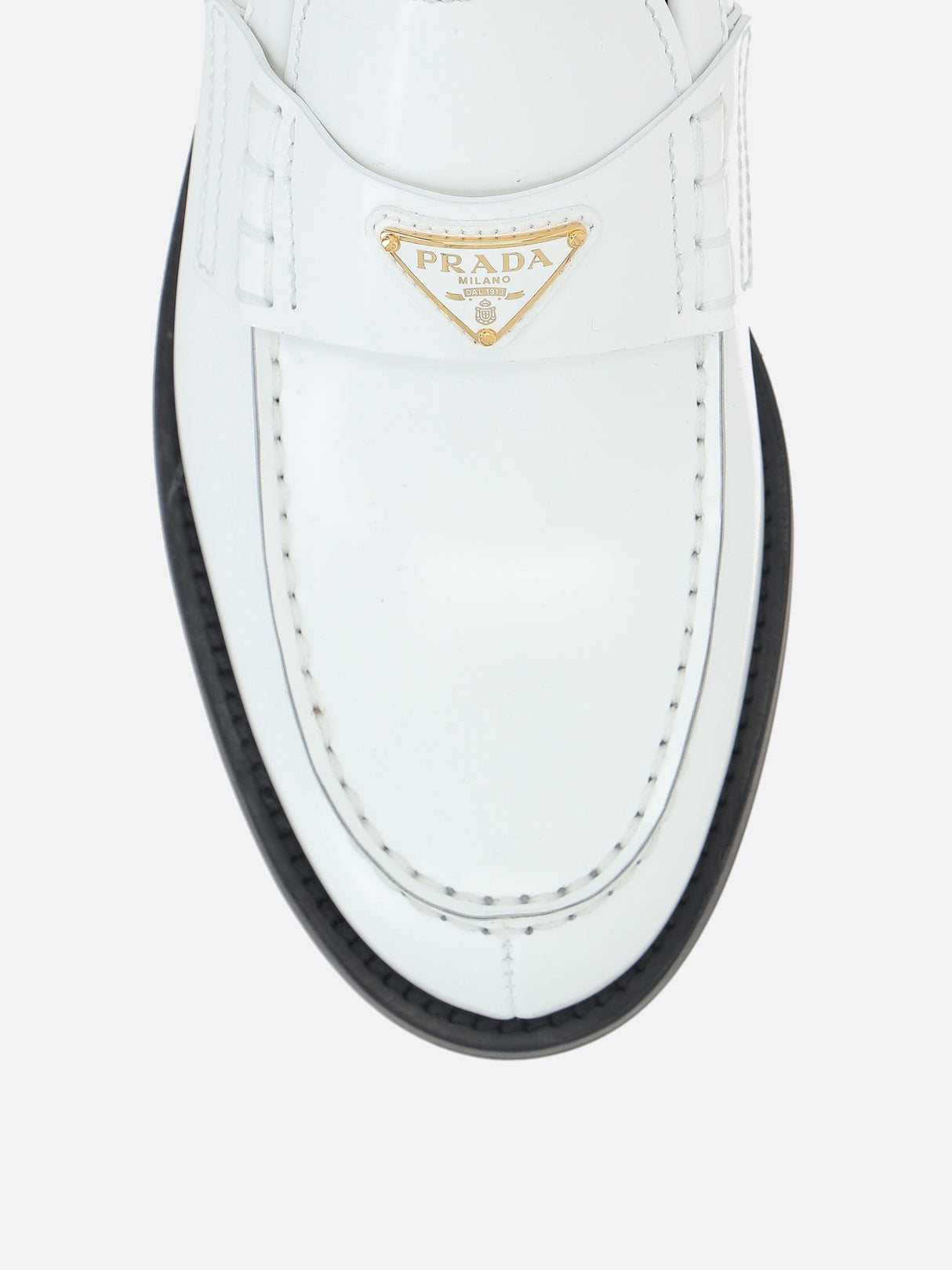 Brushed Leather Loafers-Prada-JOHN JULIA