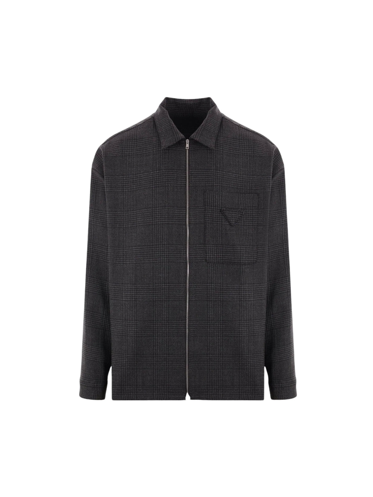 PRADA-Prince Of Wales Wool Full-zip Shirt-JOHN JULIA