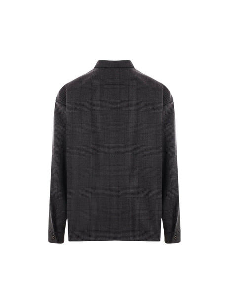 PRADA-Prince Of Wales Wool Full-zip Shirt-JOHN JULIA