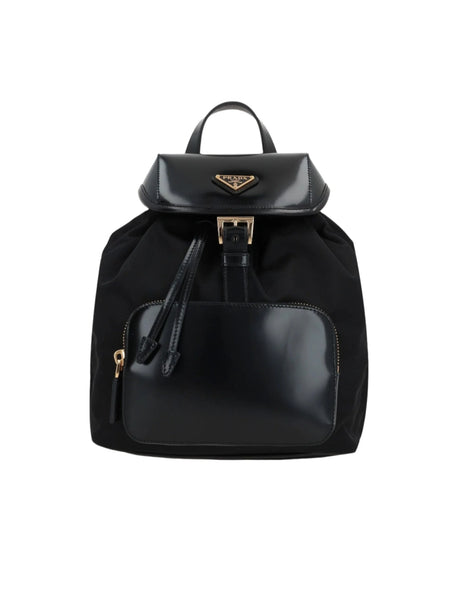 Re-Nylon and Brushed Leather Medium Backpack-PRADA-JOHN JULIA