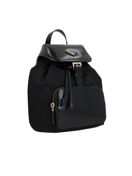 Re-Nylon and Brushed Leather Medium Backpack-PRADA-JOHN JULIA