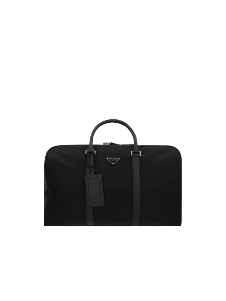 Re-Nylon and Saffiano Leather Weekend Bag-PRADA-JOHN JULIA