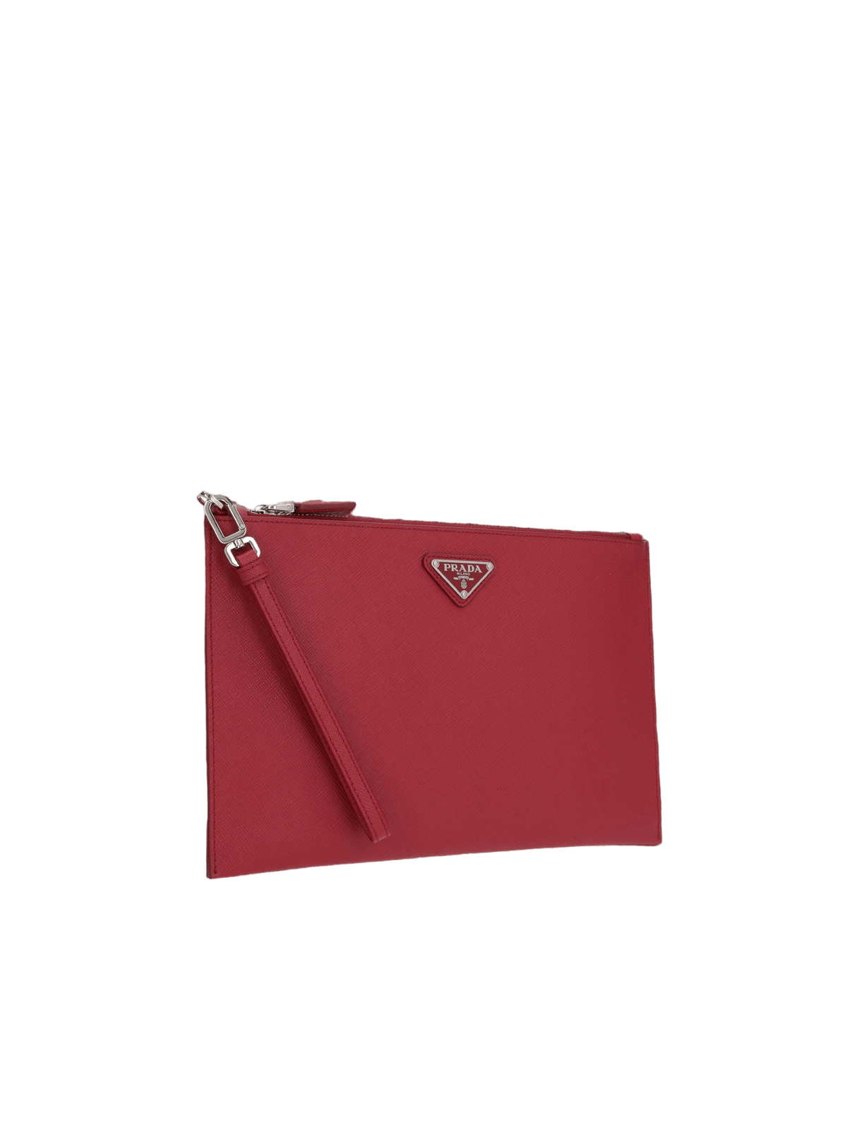 Saffiano Leather Logo-Detailed Clutch-PRADA-JOHN JULIA