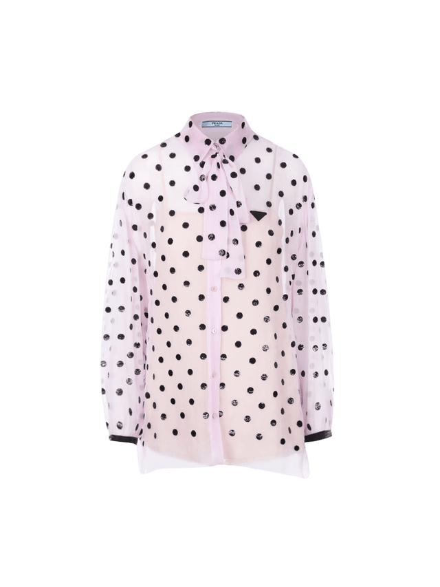 Sequinned Polka Dot Chiffon Shirt-PRADA-JOHN JULIA