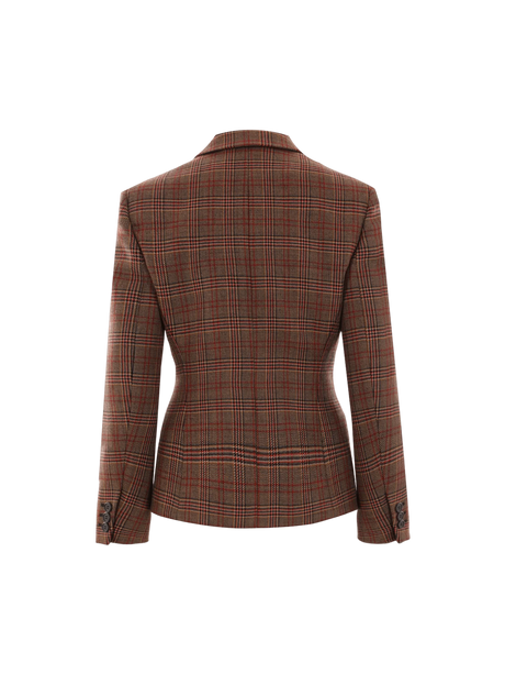 Single-breasted Prince Of Wales Wool Jacket-PRADA-JOHN JULIA