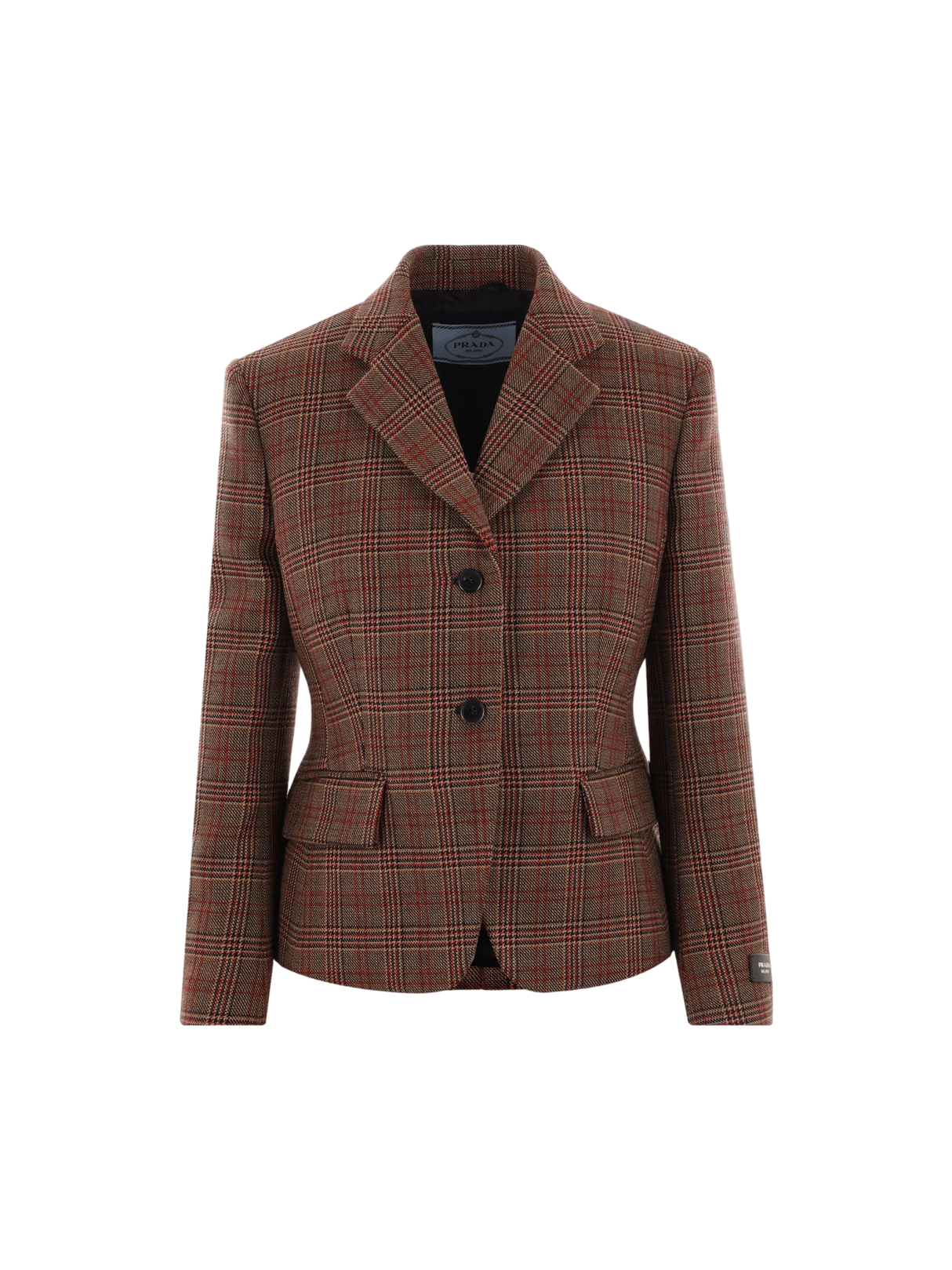 Single-breasted Prince Of Wales Wool Jacket-PRADA-JOHN JULIA