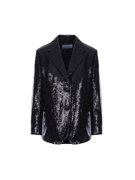 Single-breasted Sequinned Fabric Jacket-PRADA-JOHN JULIA