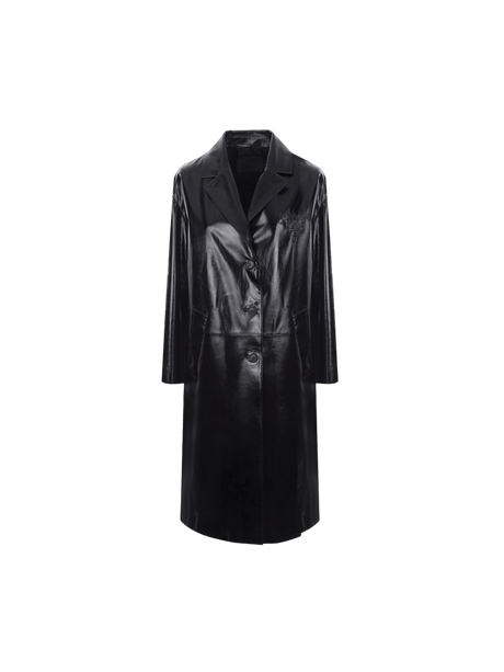 Single-breasted Shiny Nappa Coat-PRADA-JOHN JULIA