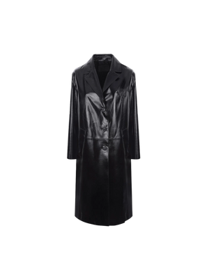 Single-breasted Shiny Nappa Coat-PRADA-JOHN JULIA