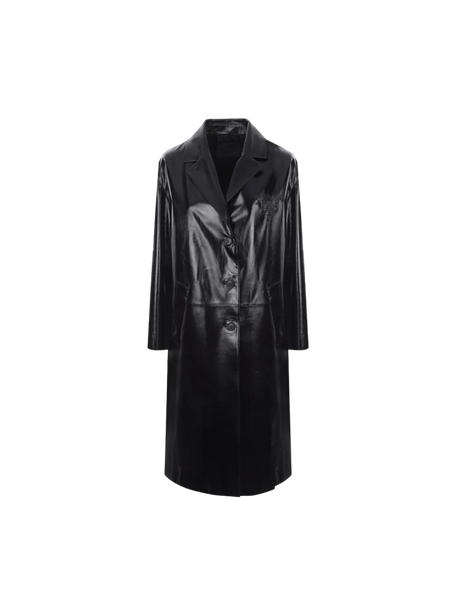 Single-breasted Shiny Nappa Coat-PRADA-JOHN JULIA