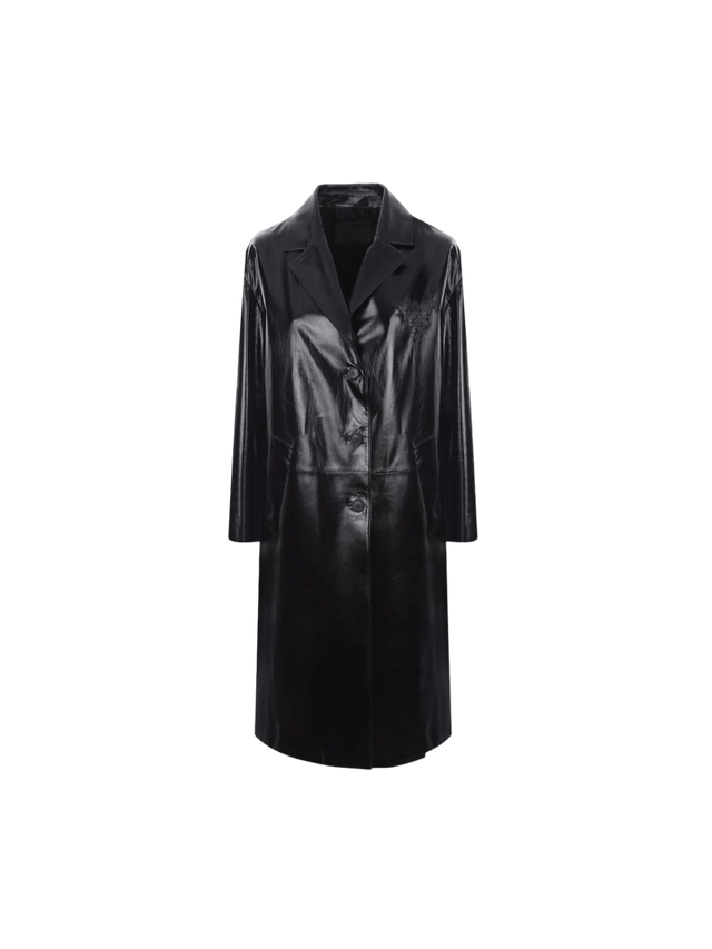 Single-breasted Shiny Nappa Coat-PRADA-JOHN JULIA