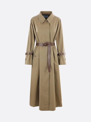 Single-breasted Twill Trench Coat With Belts-PRADA-JOHN JULIA