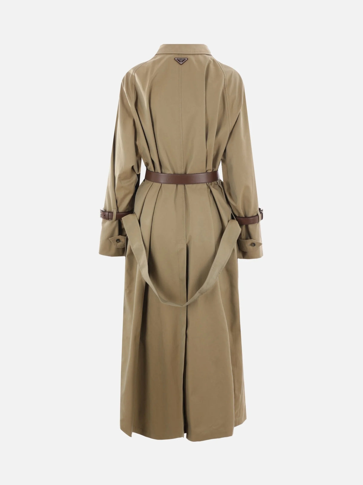 Single-breasted Twill Trench Coat With Belts-PRADA-JOHN JULIA