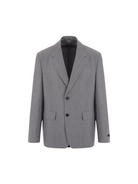 Single-breasted Wool and Mohair Jacket-PRADA-JOHN JULIA