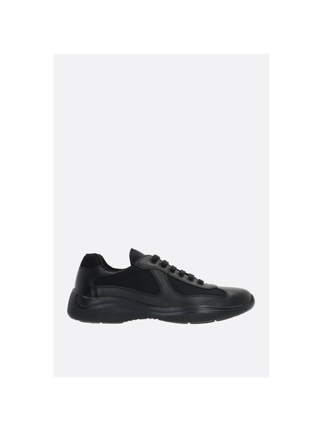 Smooth Leather Mesh Americas Cup Sneakers-PRADA-JOHN JULIA