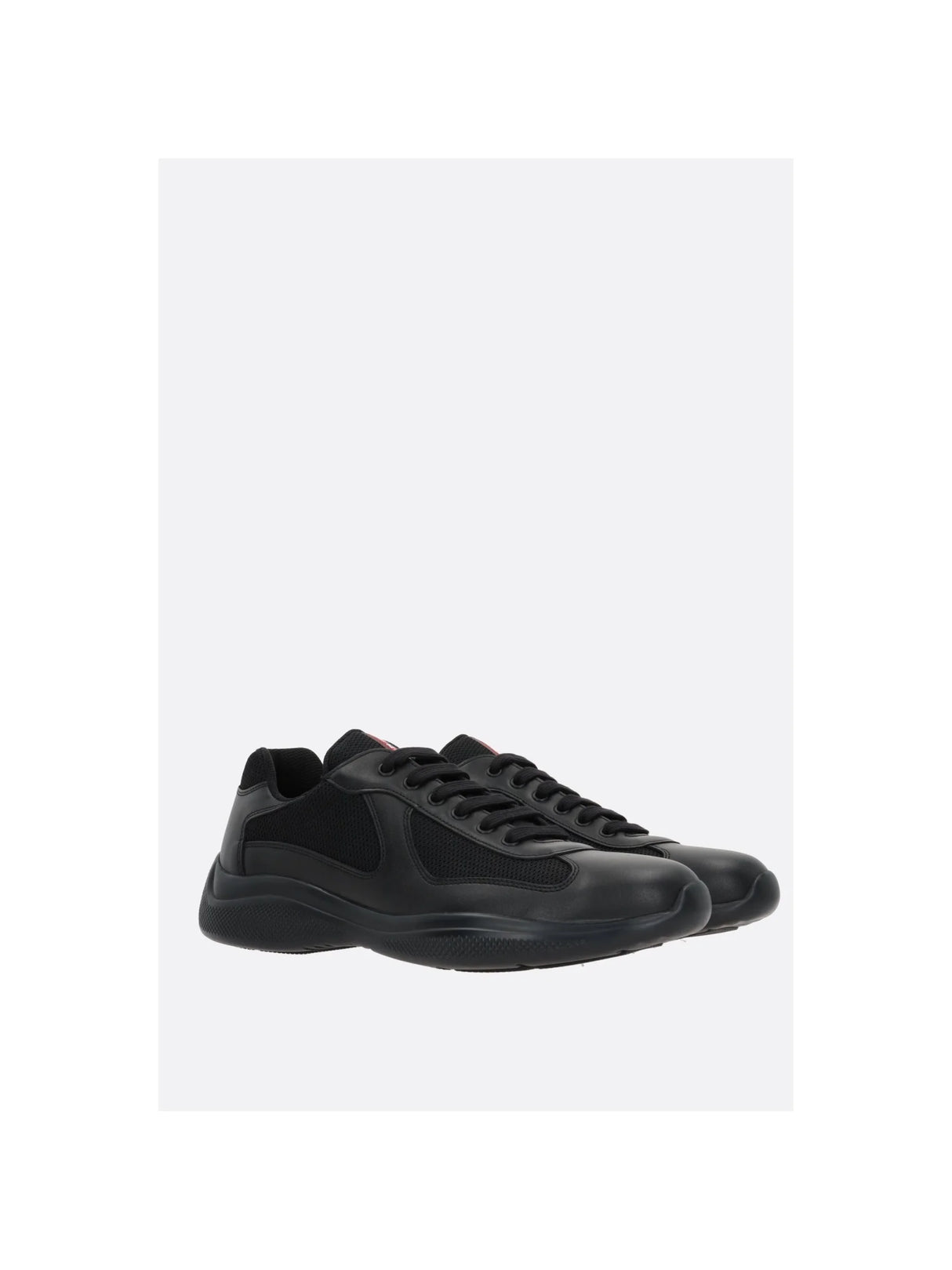 Smooth Leather Mesh Americas Cup Sneakers-PRADA-JOHN JULIA