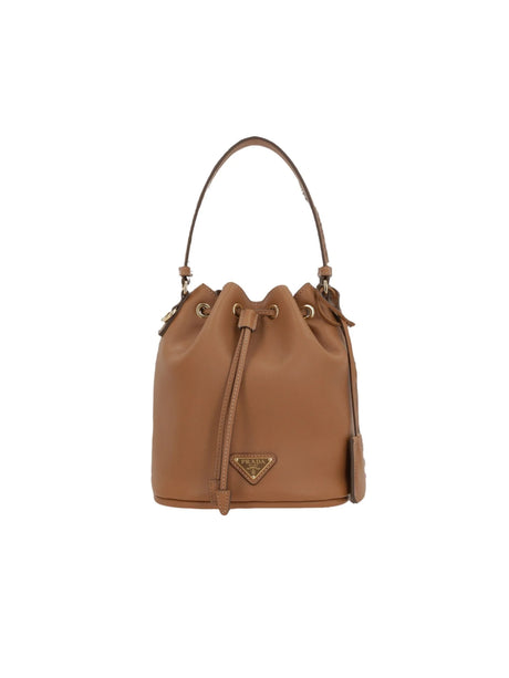 Soft Grain Leather Bucket Bag-PRADA-JOHN JULIA