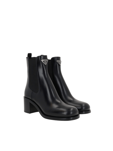 Spazzolato Leather Ankle Boots-PRADA-JOHN JULIA