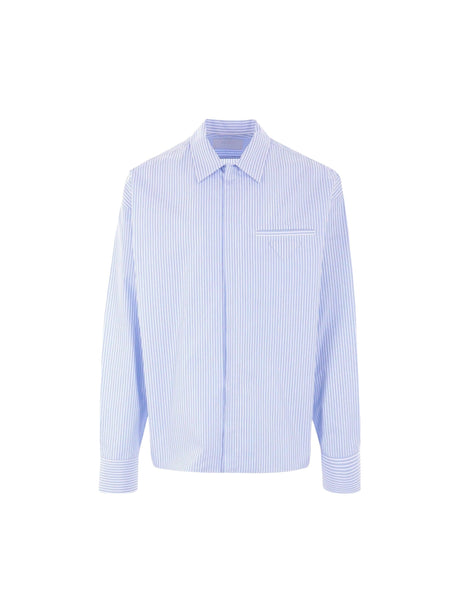 Striped Poplin Full-zip Shirt-PRADA-JOHN JULIA