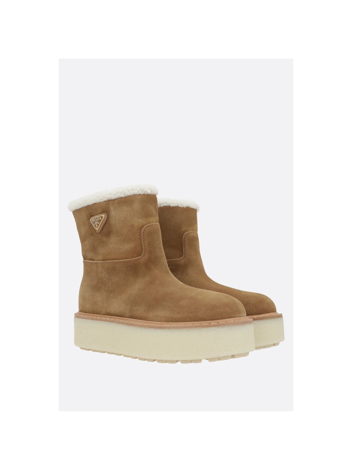 Suede Shearling Flatform Boots-PRADA-JOHN JULIA